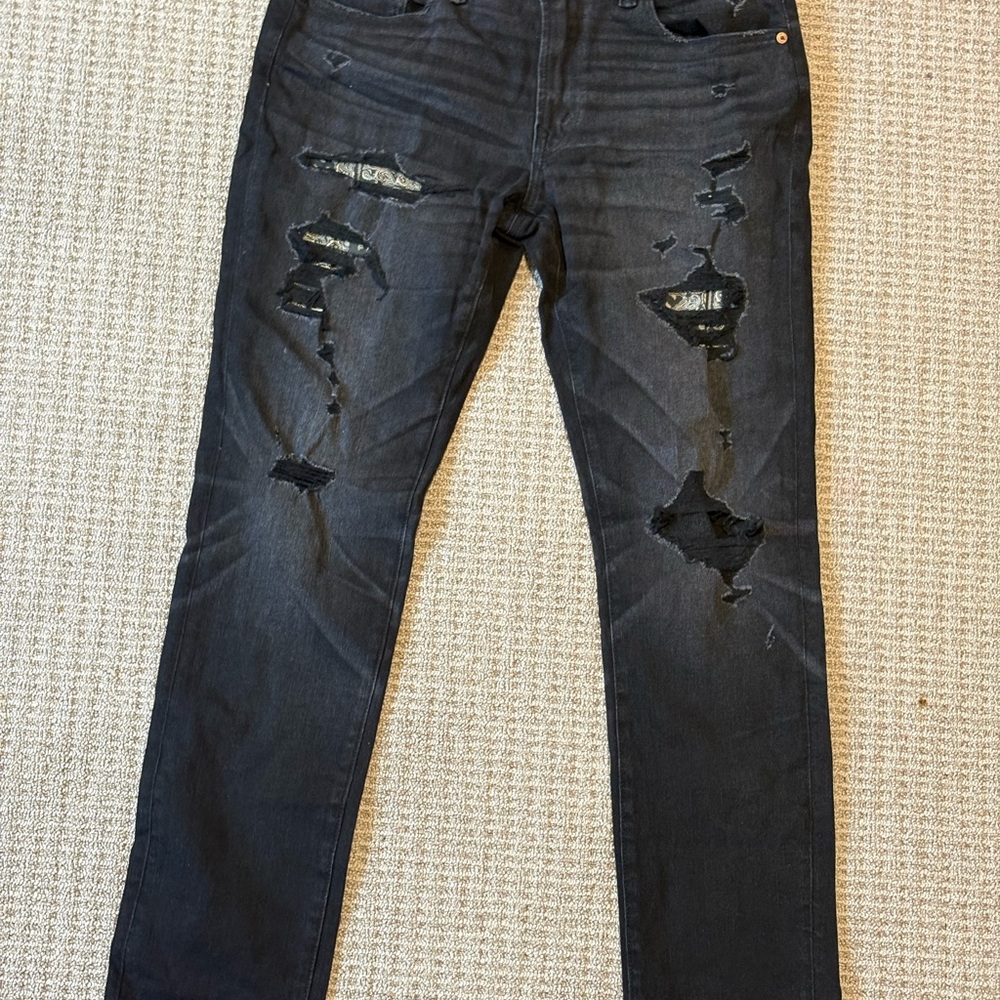 Men's Distressed Black Jeans
